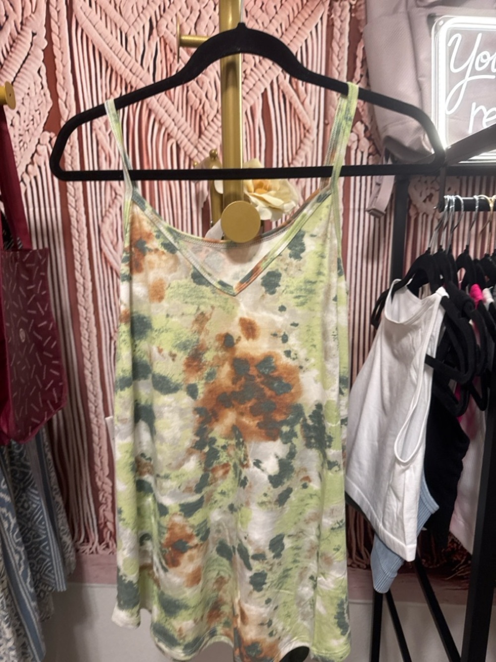 Zenana Tie-Dye Scoop Neck Tank Top - Green Multi